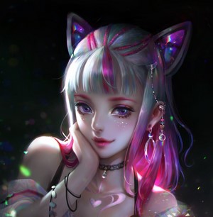 Anime girl with cat ears and pink hair