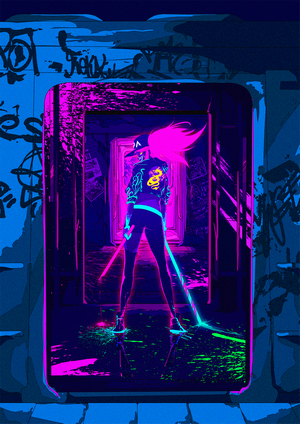 Akali Neon Graffiti Art League of Legends