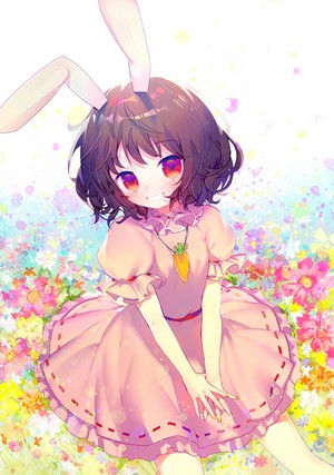 Inaba Tewi from Touhou in a pink dress with bunny ears