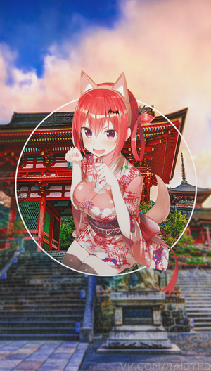 Satanichia McDowell Kurumizawa from Gabriel Dropout with cat ears