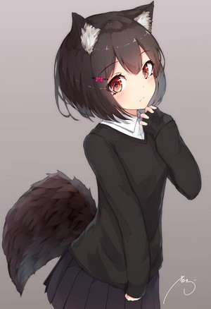 Anime girl with animal ears and tail
