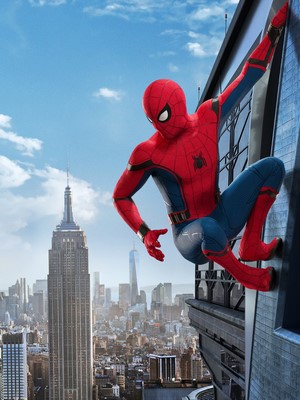 Spider-Man from Spider-Man Homecoming in a cityscape