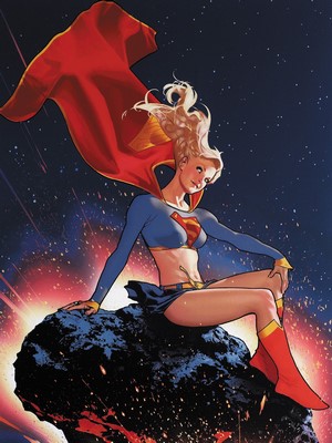 Supergirl in Dynamic Pose with Flowing Cape