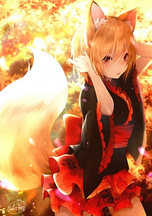 Fox Girl with Blonde Hair and Animal Ears
