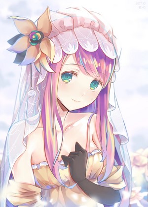 Anime girl with pink hair and flower in hair