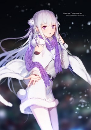 Emilia from Re:Zero celebrating Christmas