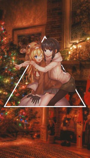 Anime girls in Christmas setting