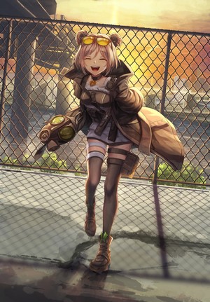 Anime girl with goggles and gas mask from Girls Frontline