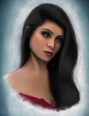 Digital painting of a woman with dark hair