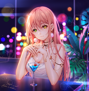 Niya from Tidsean with Heterochromia at a Bar