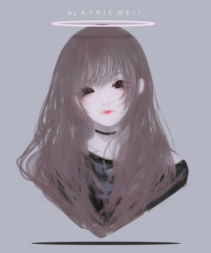 Anime girl with long hair and dark eyes by Kyrie Meii