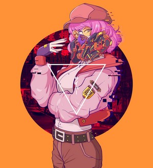 Cyberpunk girl with pink hair and mask