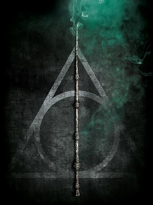 Deathly Hallows symbol with Elder Wand from Harry Potter