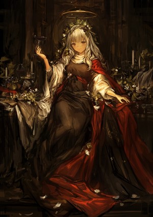 Anime girl with blonde hair and halo