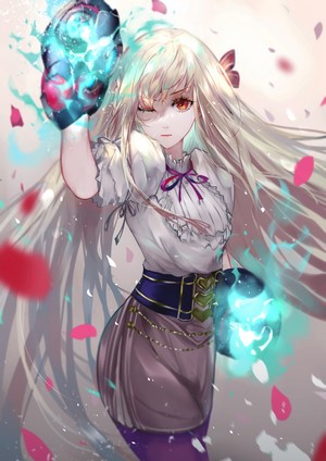 Vardan with blonde hair and glowing fists