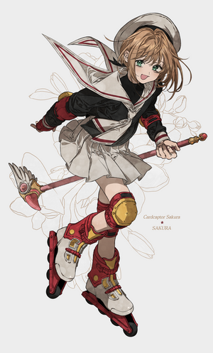Sakura Kinomoto from Card Captor Sakura on roller skates