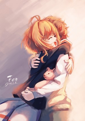 Sakura Kinomoto and Syaoran Li hugging