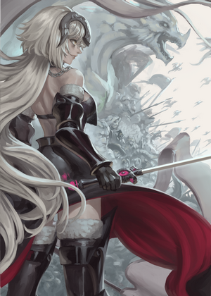 Jeanne d'Arc Alter from Fate/Grand Order with a dragon