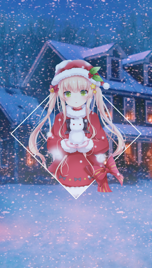 Anime Girl in Santa Hat with Snowman