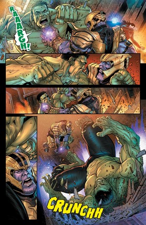 Hulk fighting Thanos in Marvel Comics
