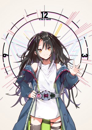C-MS from Girls Frontline with a clock background