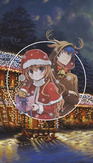 Taiga Aisaka and Ryuuji Takasu from Toradora! in Christmas Outfits