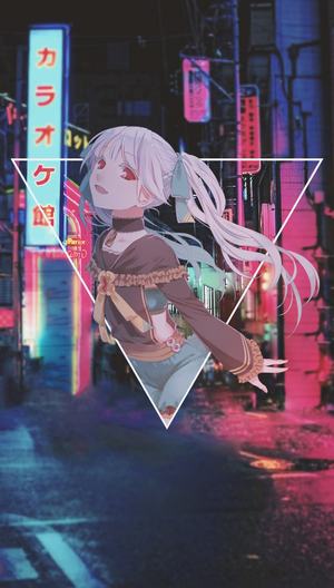 Anime girl in a neon city