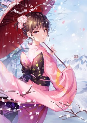 Ryougi Shiki from Kara no Kyoukai with umbrella
