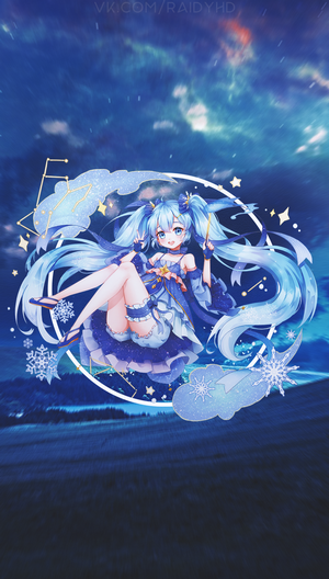 Hatsune Miku in a starry, winter-themed outfit