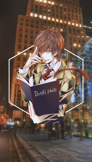 Yagami Light from Death Note holding the Death Note