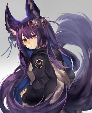 Fox Girl with Long Purple Hair and Glasses
