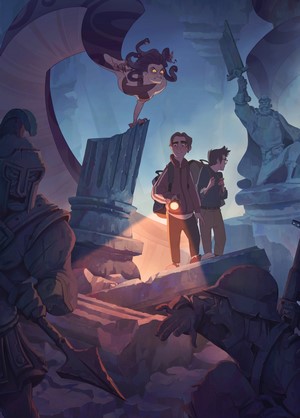 Medusa and explorers in ancient ruins