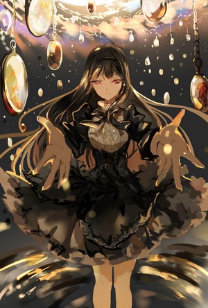 Anime girl with long hair and red eyes
