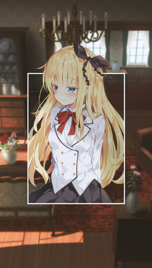 Anime girl with blonde hair and blue eyes