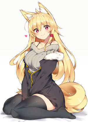 Haruyuki Blonde Fox Girl Kneeling