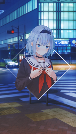Sora Ginko from Ryuuou no Oshigoto! in a city at night