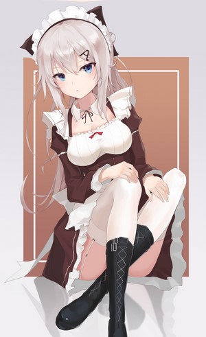 Serika Maid Outfit Sitting Pose Girls Frontline