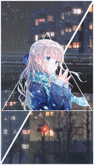 Anime girl in winter city