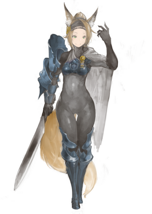 Anime girl with fox ears and armor from Granblue Fantasy