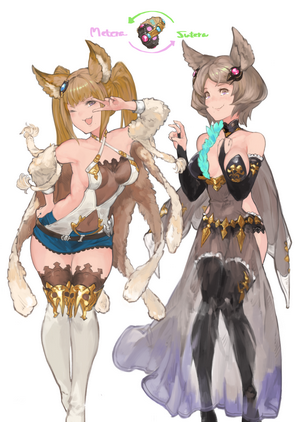 Two anime girls with animal ears and tails