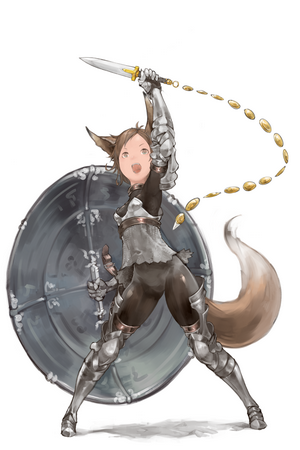 Elin from Tera online with sword and shield