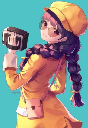Anime girl with camera and glasses