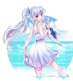 Weiss Schnee from RWBY at the beach