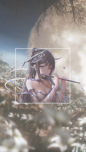 Anime girl playing flute in fantasy setting
