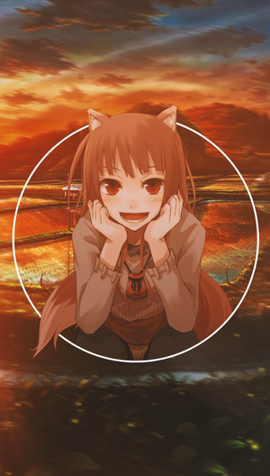 Holo from Spice and Wolf with sunset background