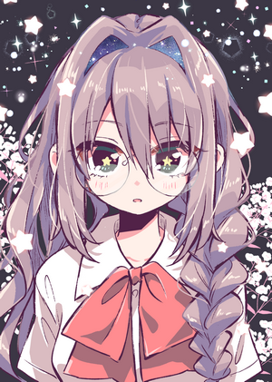 Anime girl with glasses and long hair