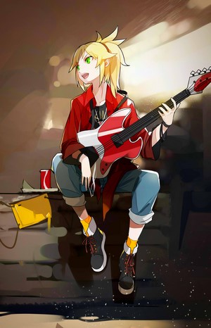 Mordred from Fate/Apocrypha playing guitar