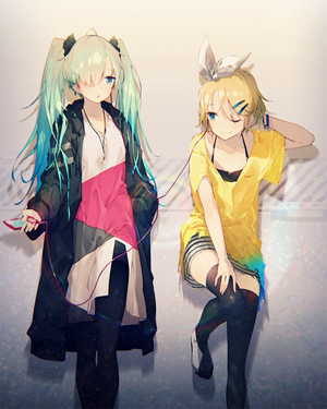Hatsune Miku and Rin Kagamine from Vocaloid