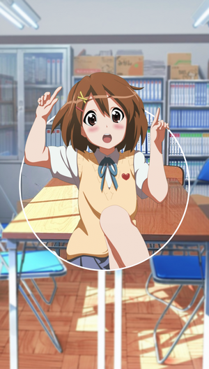 Hirasawa Yui from K-ON! in a classroom