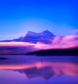 Pink Mist Over Mountain Lake